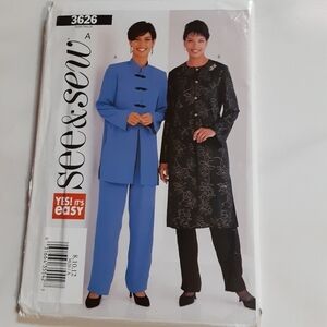 🔵BOGO FREE🔵 See&Sew Sewng Pattern 3626 Unut Tunic & Pants 8-12